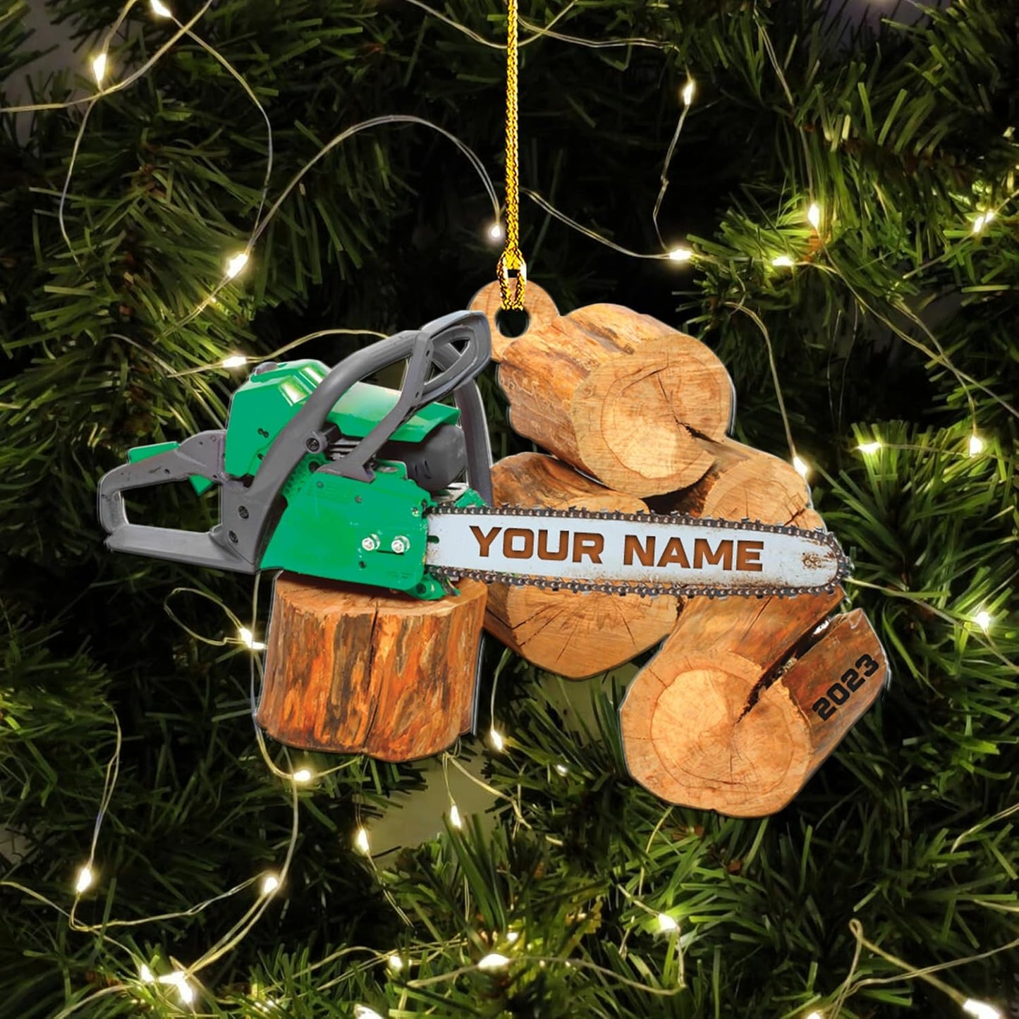 Personalized Chainsaw Ornament – Carpenter Lumberjack Christmas Ornament H6