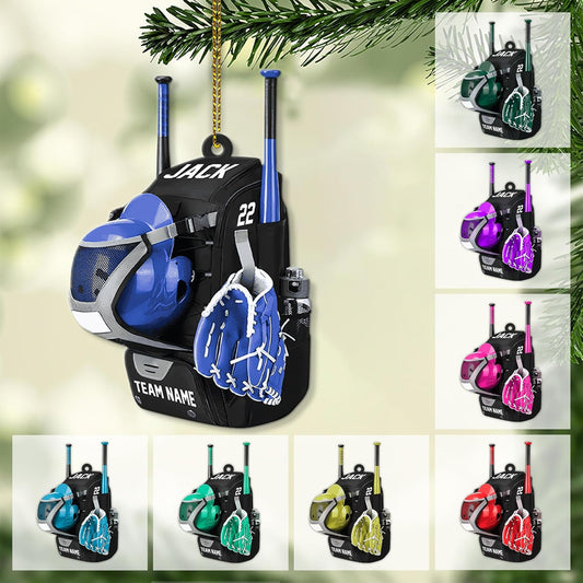 Personalized Baseball Christmas Ornament – Custom Name Acrylic Ornament, Sports Holiday Decoration, Baseball Player Gift TH1