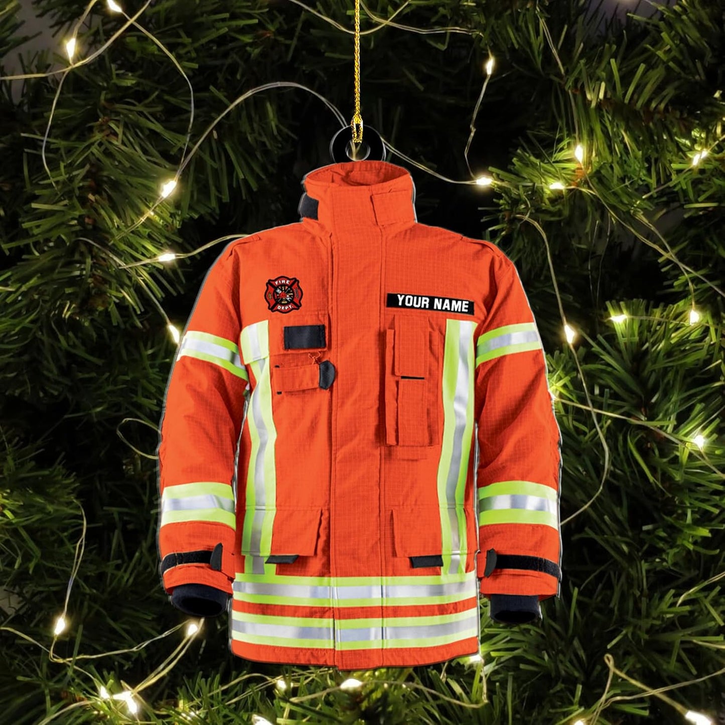 Personalized Firefighter Uniform Christmas Ornament Style 11