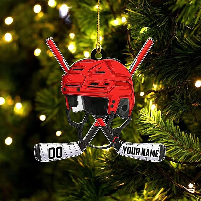 Custom Ice Hockey Christmas Ornament, Hockey Player Christmas Ornament N52