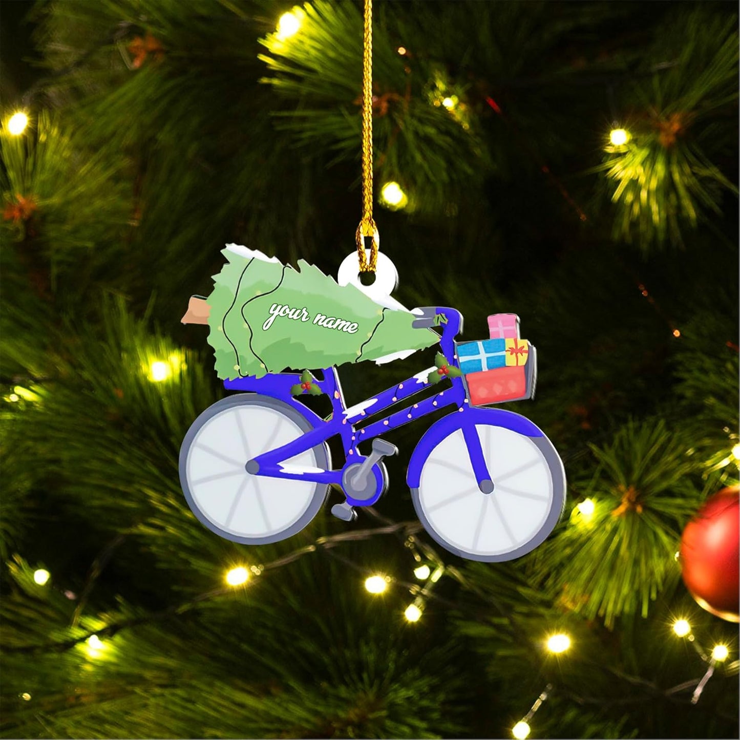 Custom Name Bicycle Acrylic Ornament – Personalized Cycling Gift, Christmas Tree Decor for Bikers 2025 TC43