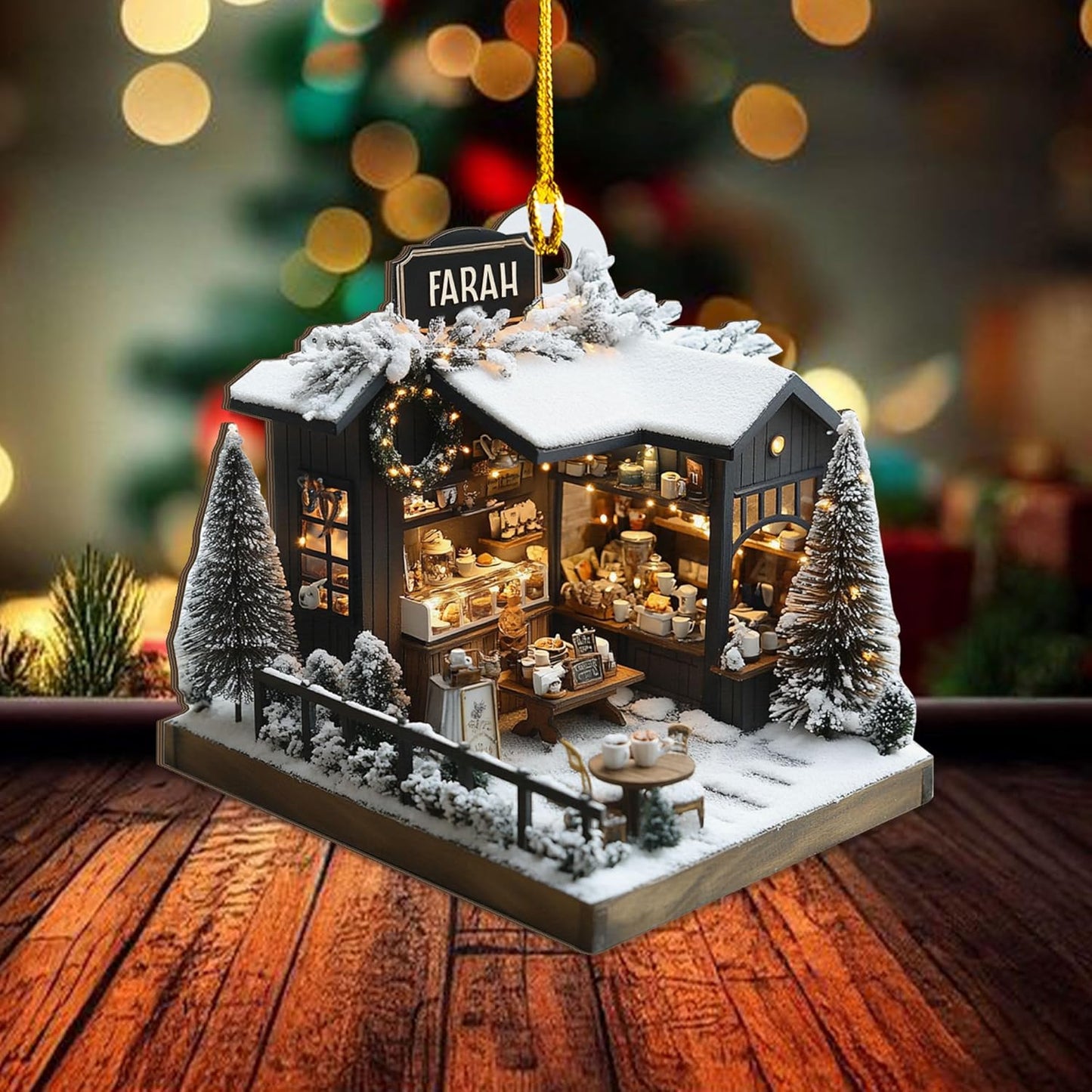 Personalized Coffee House Ornament – Unique Holiday Keepsake for Coffee Lover TC21