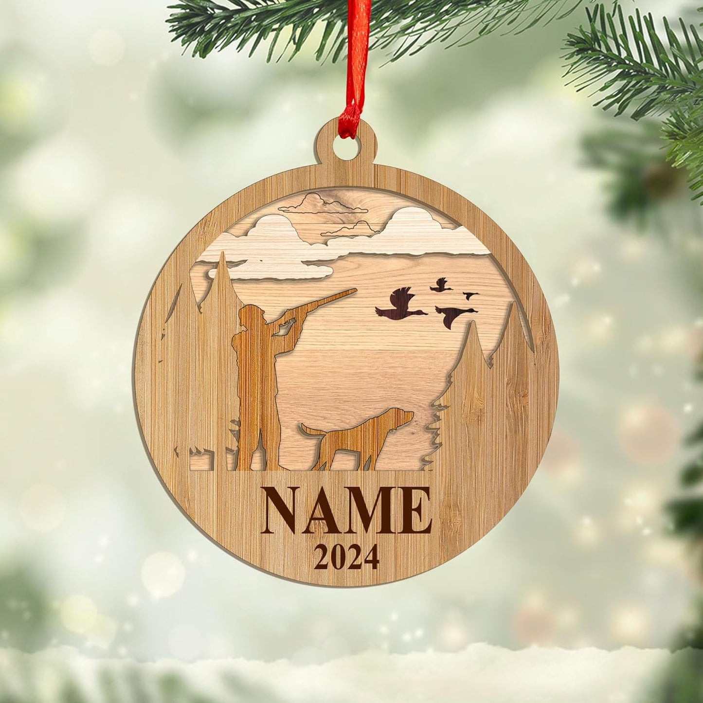 Personalized Hunting Ornament, Hunter Christmas Acrylic Ornament 2025 T29