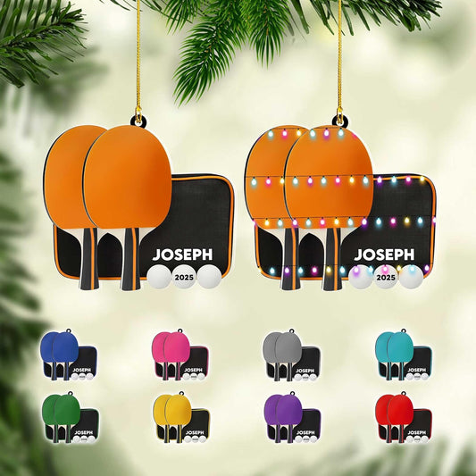Custom Table Tennis Christmas Ornament – Personalized Ping Pong Player Gift, Acrylic 2D Flat Holiday Decoration, Unique Xmas Keepsake TT4
