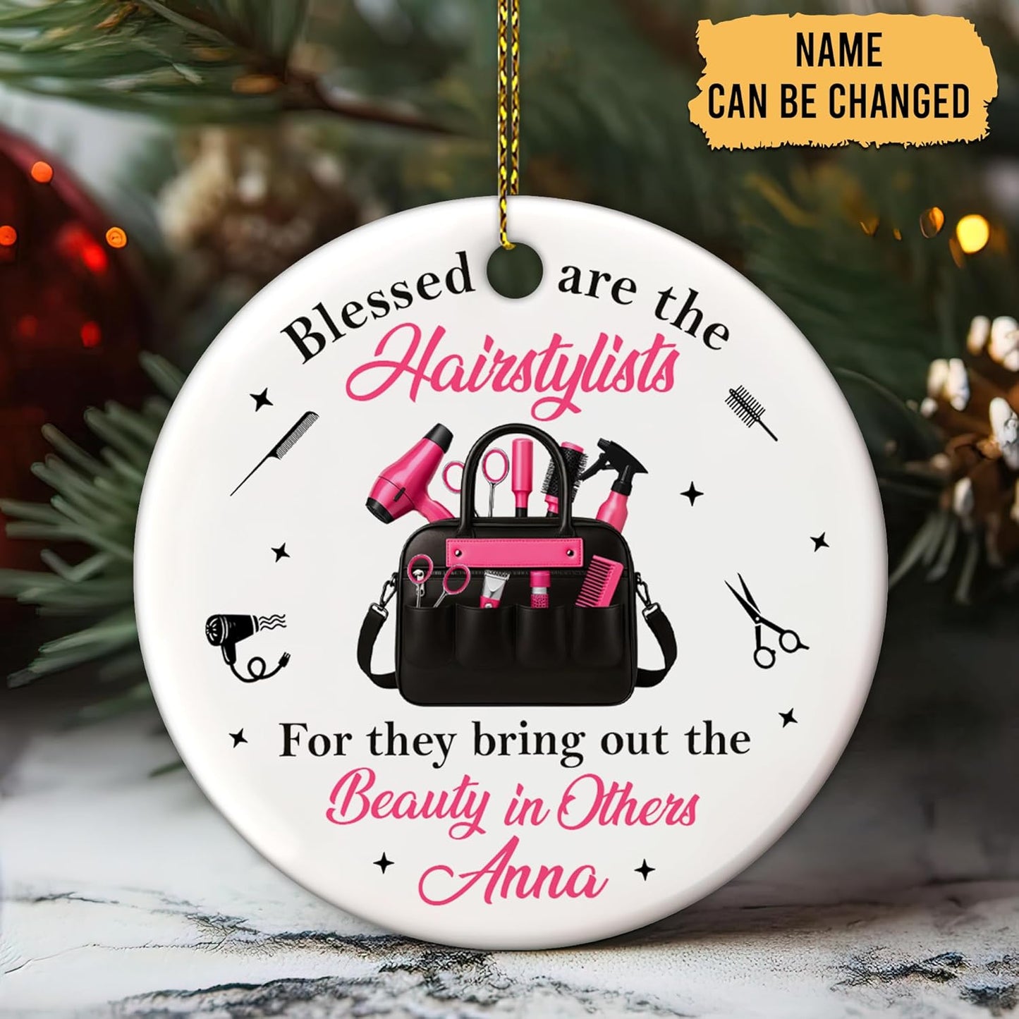Personalized Hair Stylist Ornament – Hairdresser Christmas Ornament Style 24