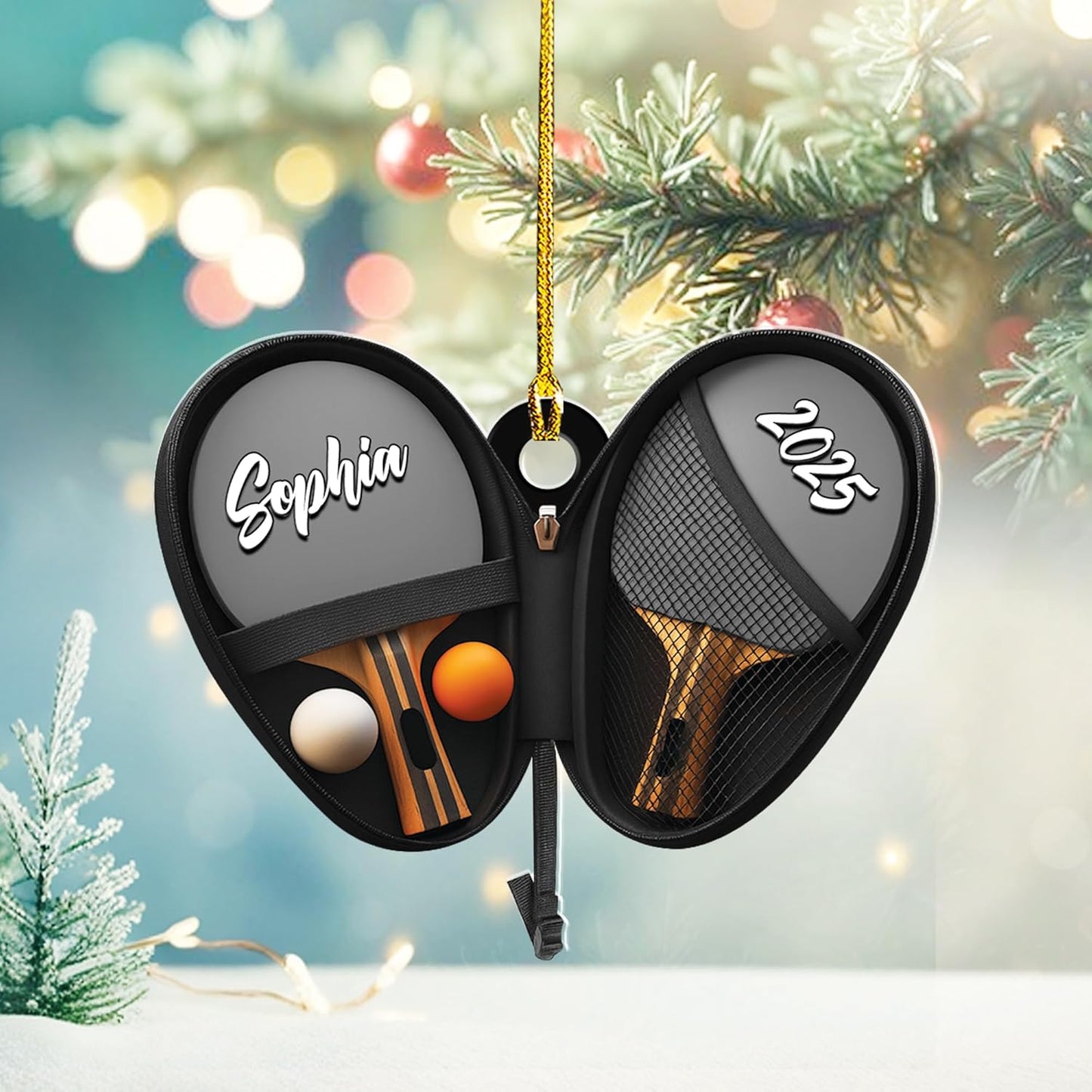 Custom Name Table Tennis Christmas Ornament – Personalized Acrylic Ping Pong Player Gift, Sport-Themed Holiday Decoration TT18