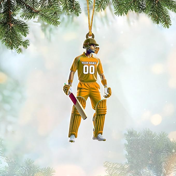 Personalized Cricket Christmas Ornament 2025, Custom Cricket Bat Ornament N22