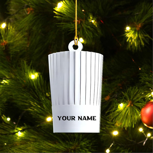 Personalized Chef Christmas Ornament 2024, Cooking Baking Christmas Ornaments, Chef Uniform Ornament, Custom Chef Hat Ornament for Christmas Tree Chef Gifts Food Ornaments Kitchen Ornament N02