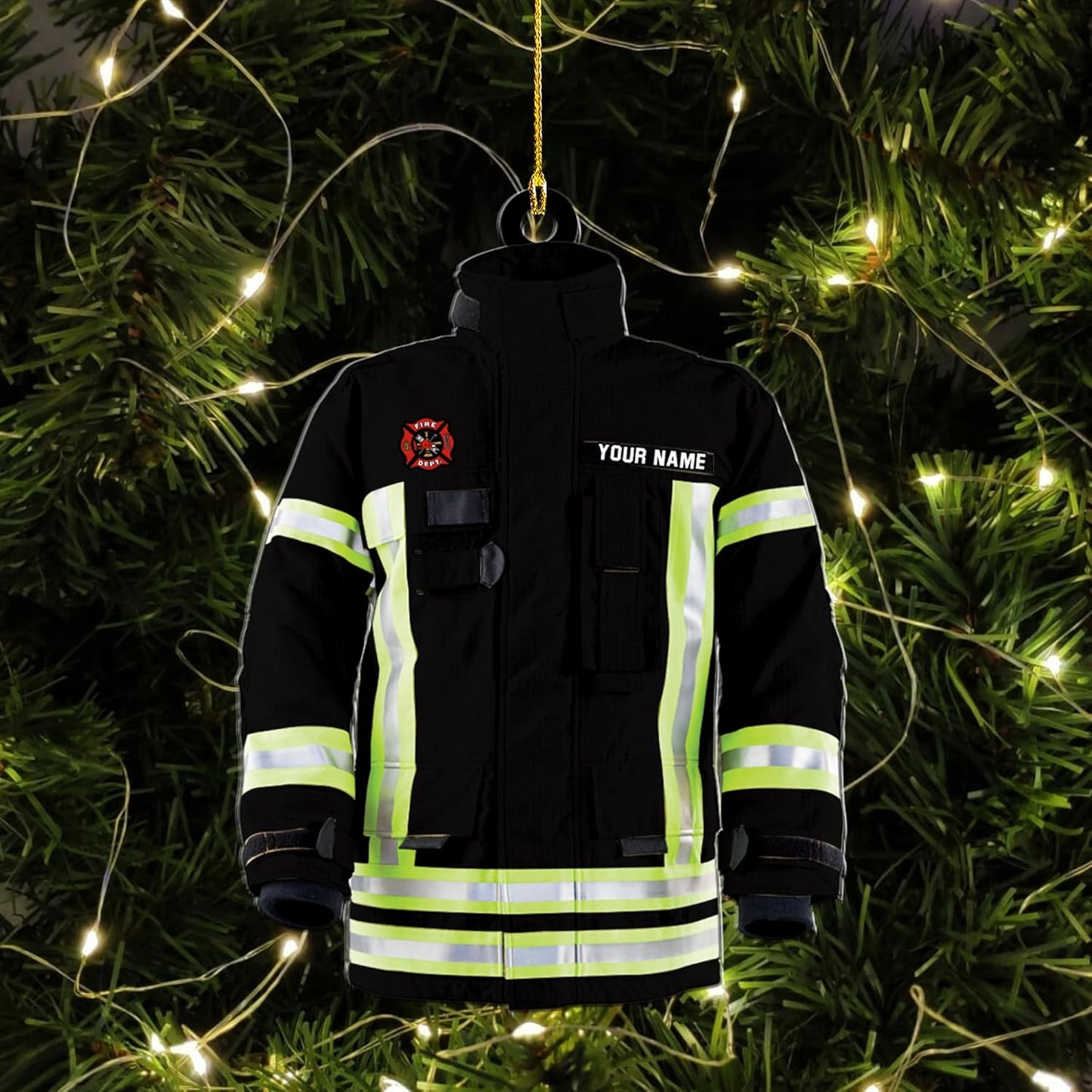 Personalized Firefighter Uniform Christmas Ornament Style 11