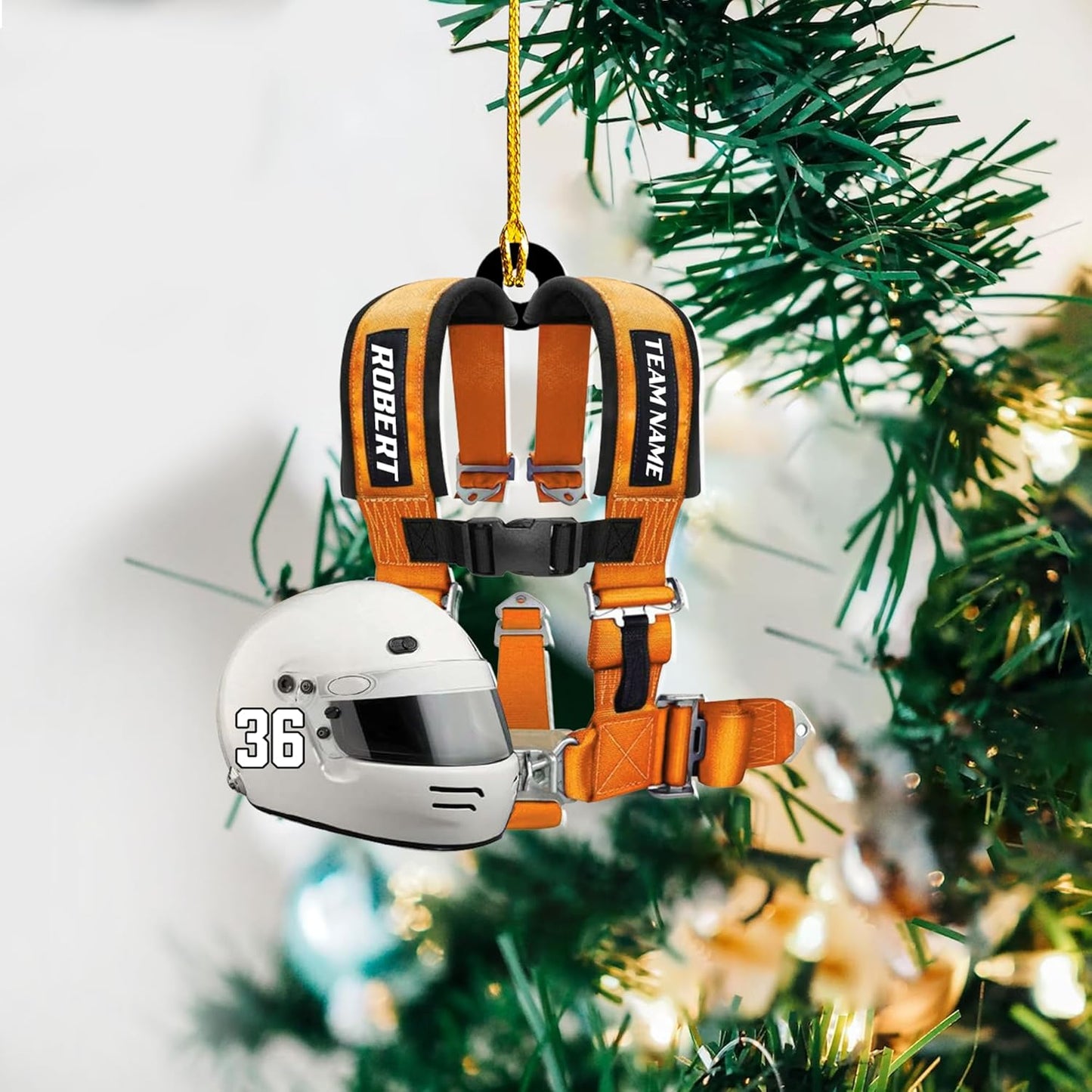 Personalized Race Car Christmas Ornament – Custom Acrylic Car Lover Gift, Racing Tree Decoration TR35