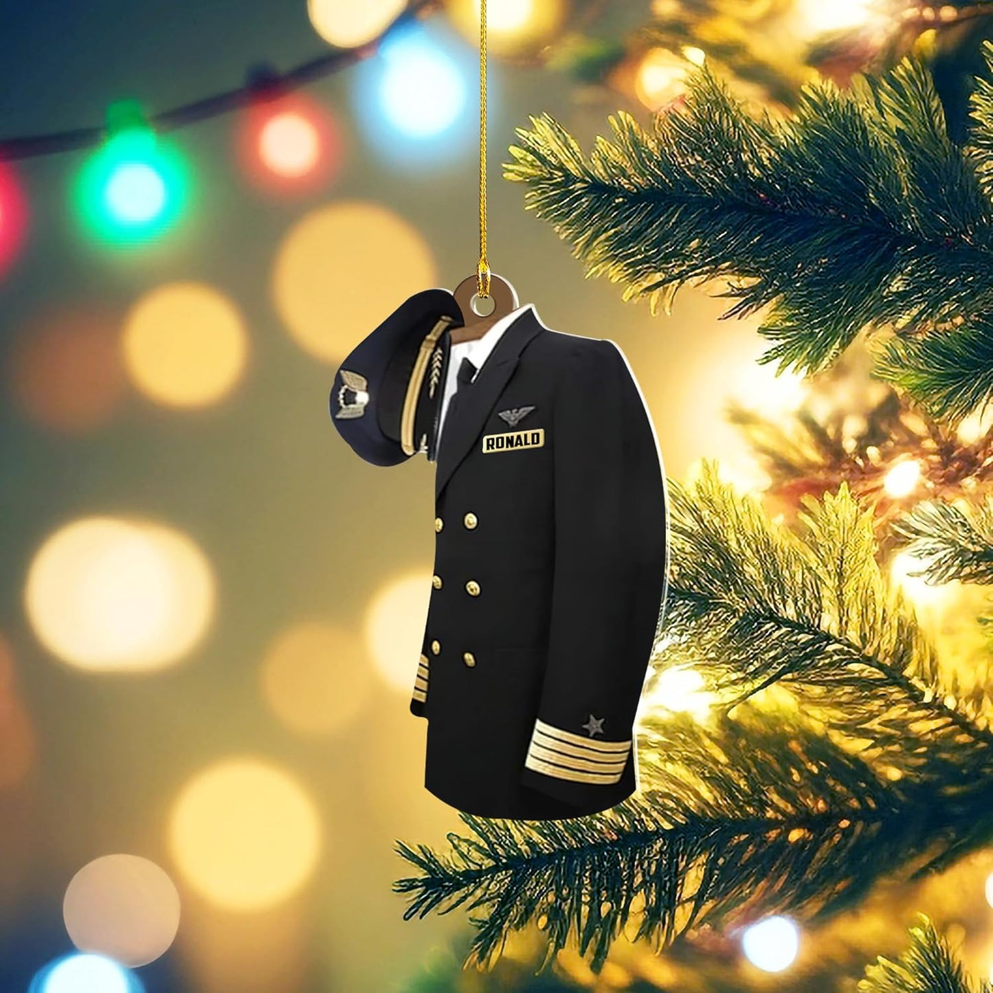Custom Name Pilot Uniform Christmas Ornament Style 4
