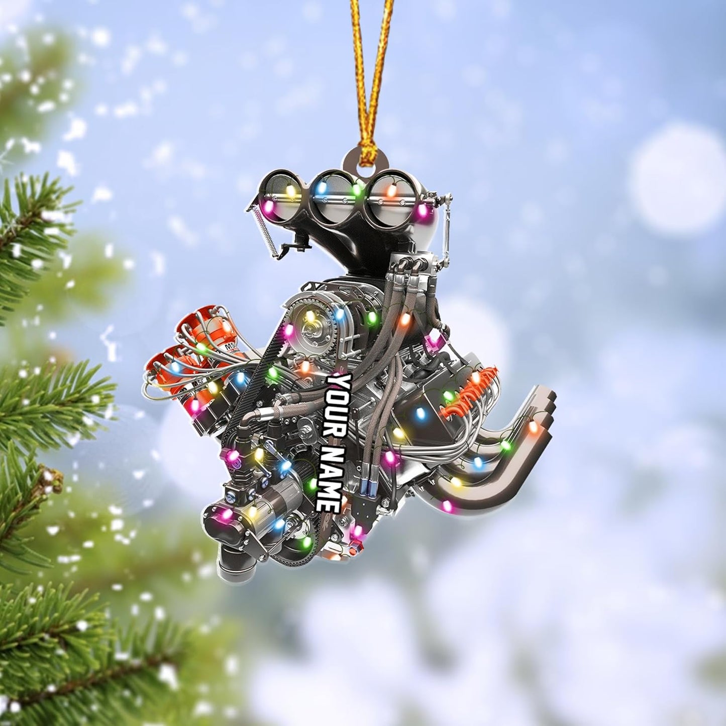 Personalized Racing Car Ornament – Custom Acrylic Drag Racing Christmas Decoration, Gift for Car Lovers and Drivers TR21