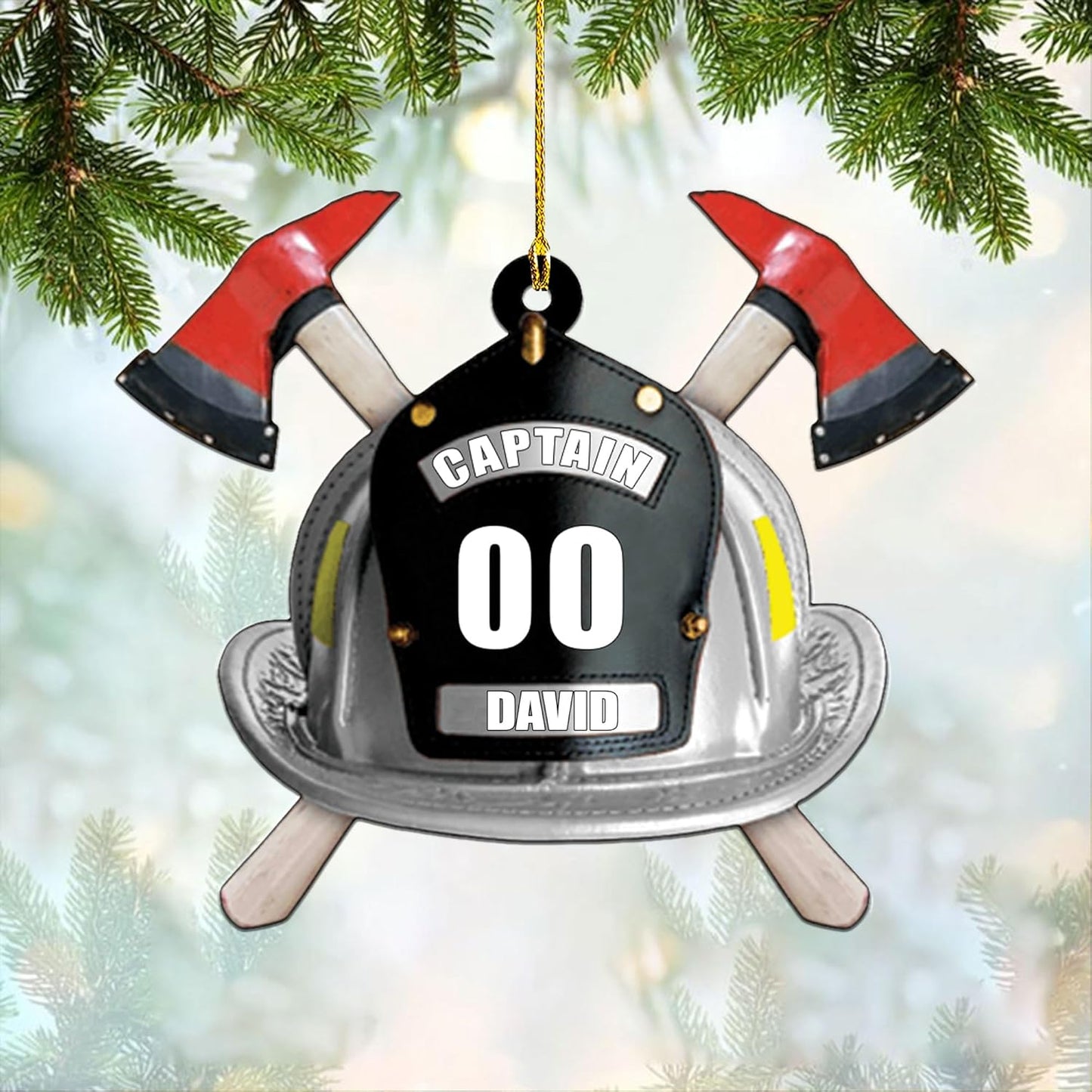 Personalized Firefighter Helmet Christmas Ornament