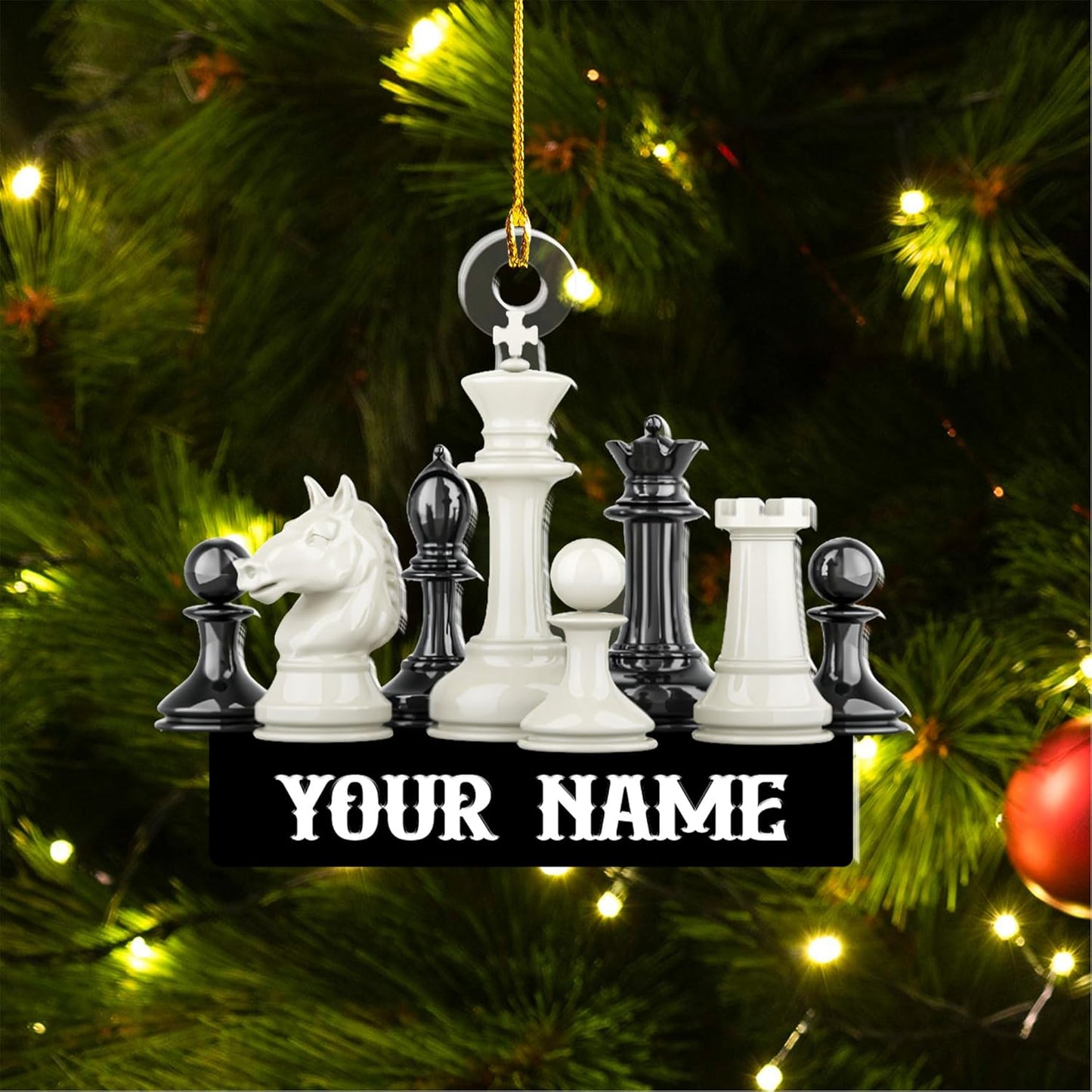 Personalized Name Chess Ornament Gift for Men Women Chess Team Player N30