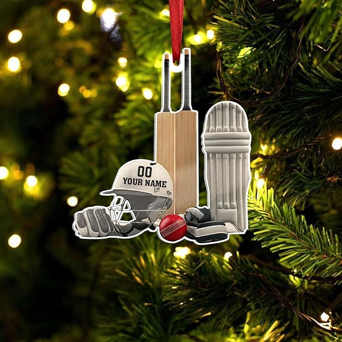 Personalized Cricket Christmas Ornament 2025, Custom Cricket Bat Ornament N15