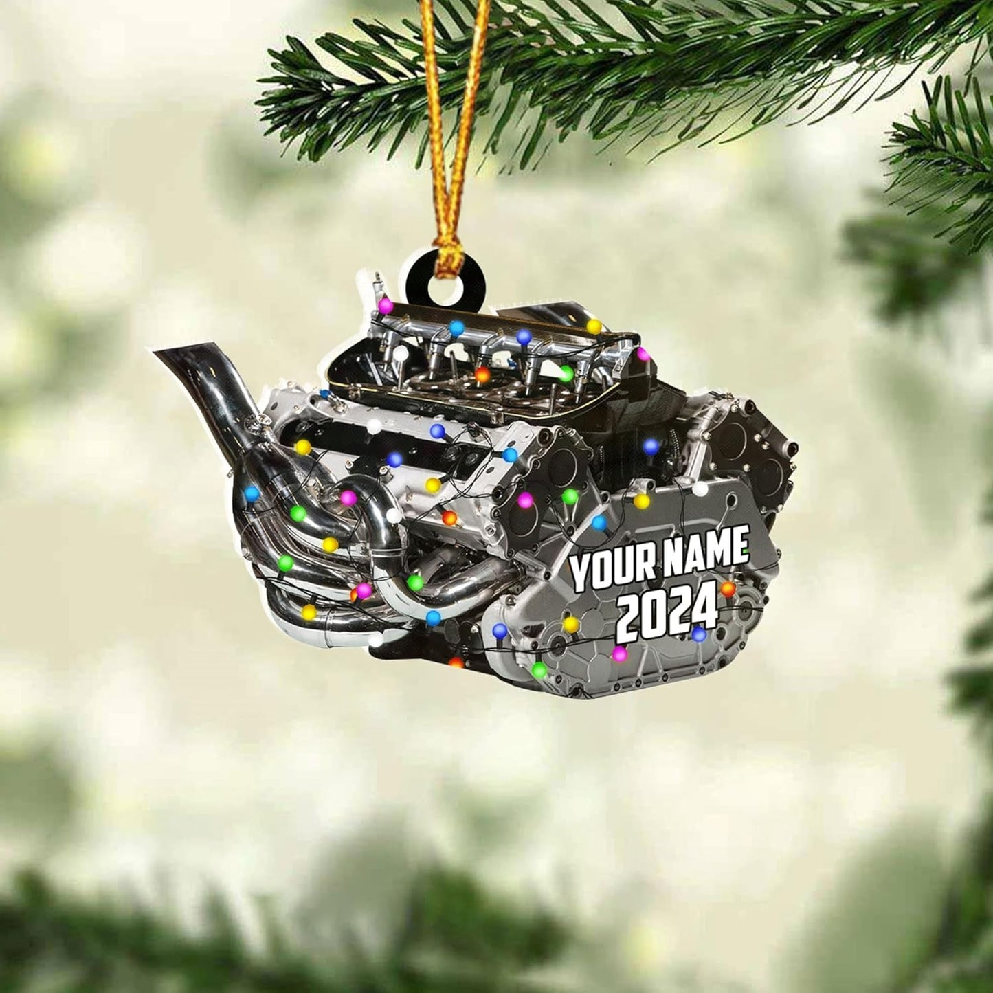 Personalized Drag Racing Christmas Ornament – Custom Hot Rod Engine Acrylic Ornament, Mechanic Automotive Gift, Power Tool Racecar Decoration for Racing Lovers TDR4