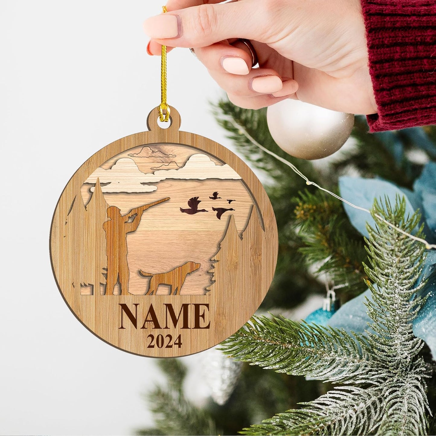 Personalized Hunting Ornament, Hunter Christmas Acrylic Ornament 2025 T29