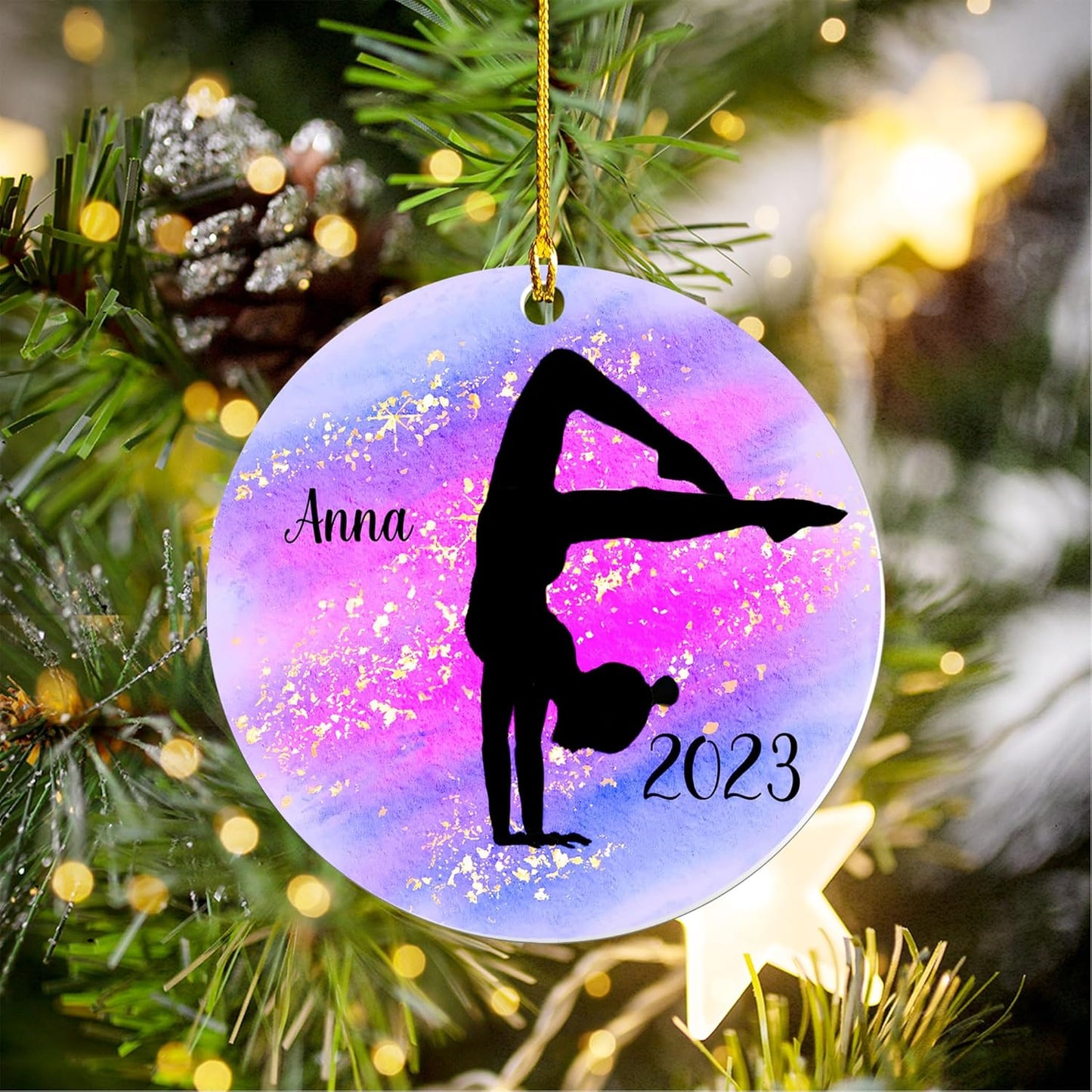 Personalized Name Gymnastics Ornament 2025, Girl Gymnast Ornaments  for Xmas C13