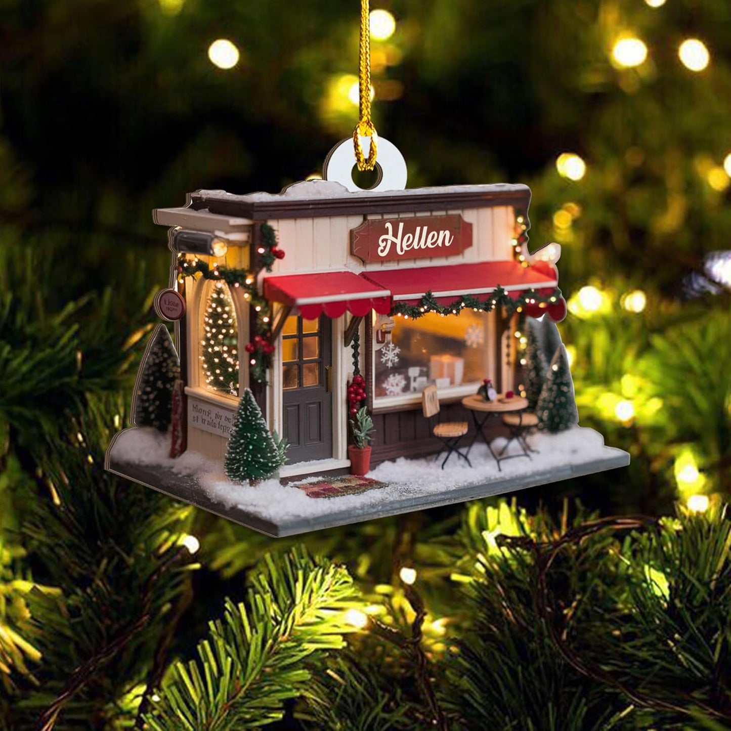 Personalized Coffee House Ornament – Unique Holiday Keepsake for Coffee Lover TC22