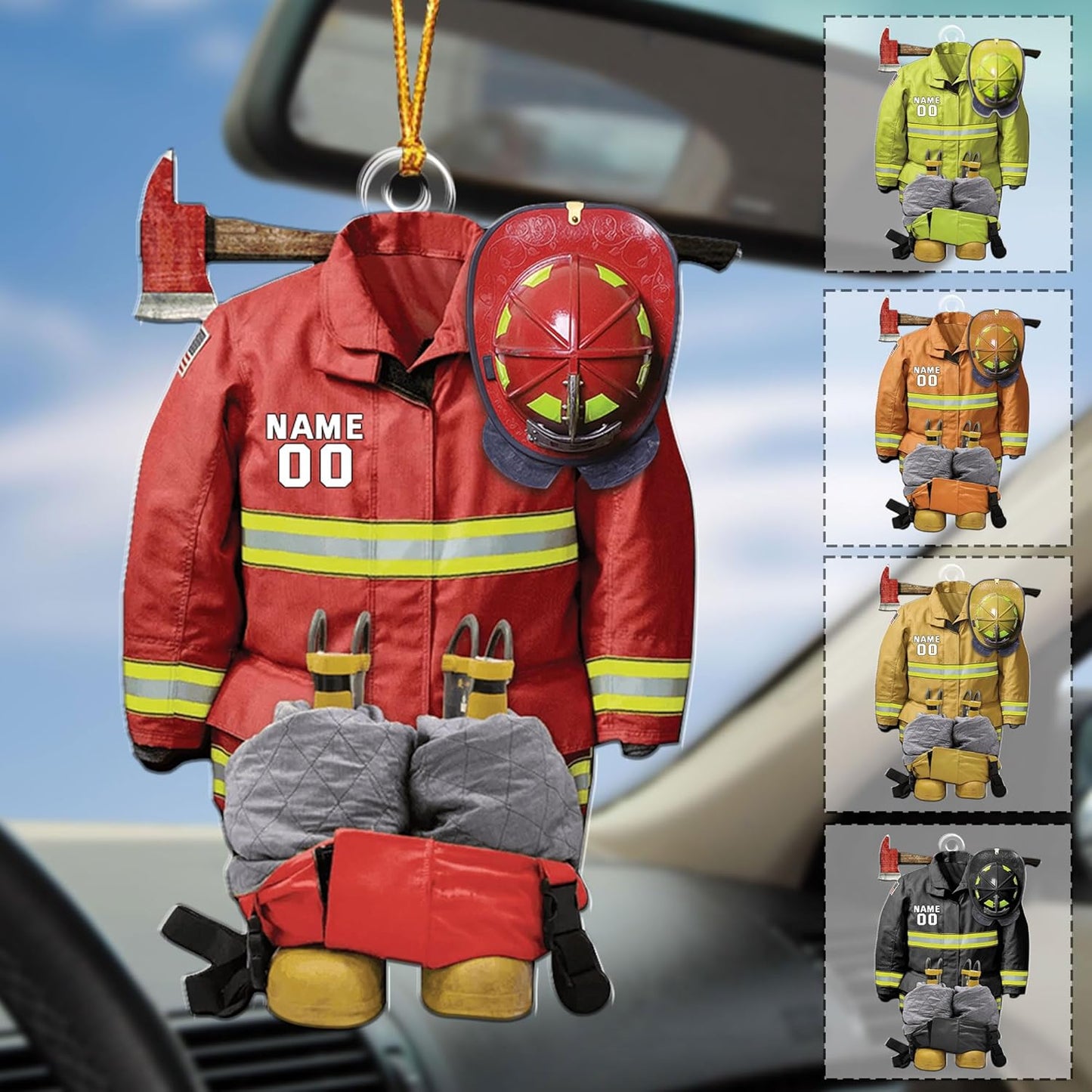 Personalized Firefighter Uniform Christmas Ornament Style 3