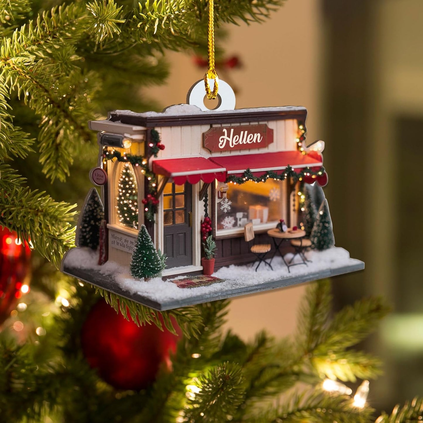 Personalized Coffee House Ornament – Unique Holiday Keepsake for Coffee Lover TC22