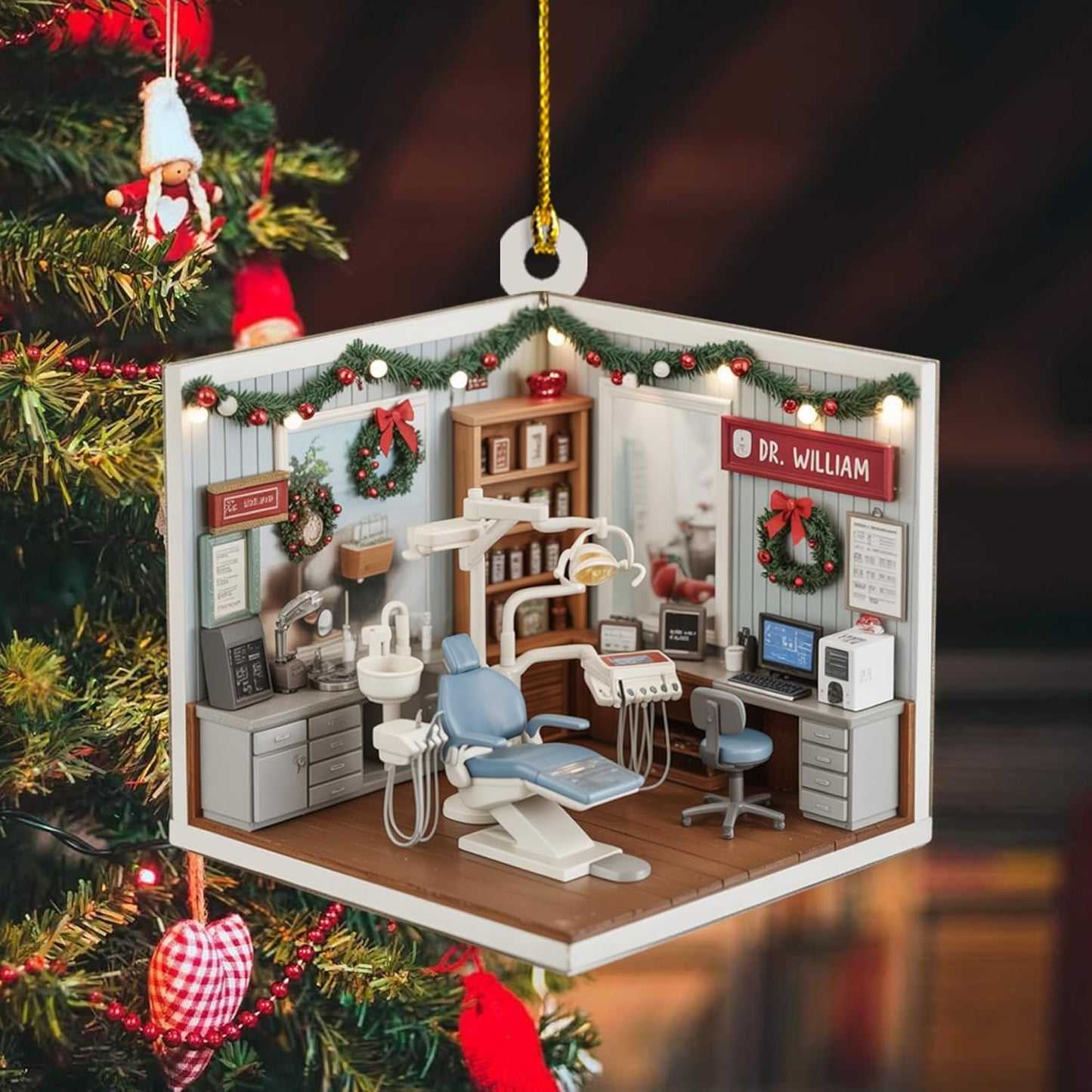 Custom Dentist Office Christmas Ornament Style 3