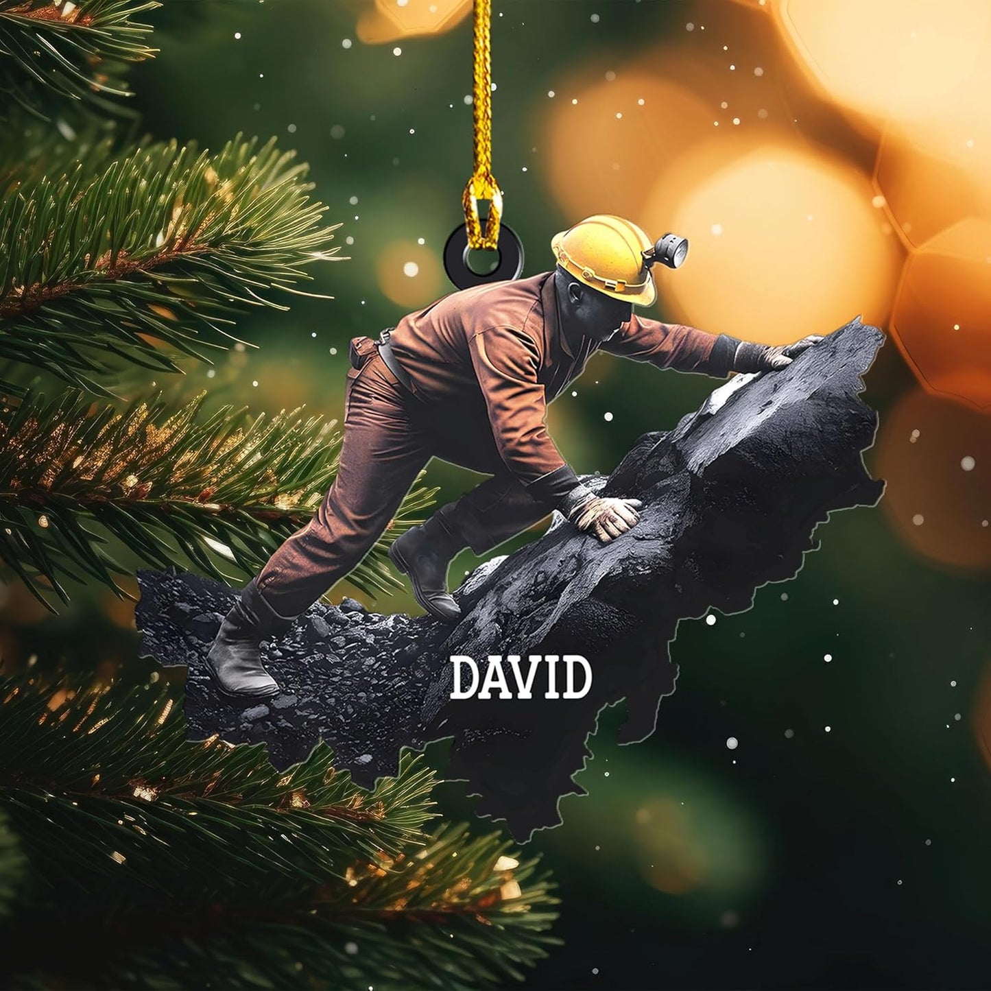 Custom Coal Miner Christmas Ornament – Personalized Name Decor Cmn6