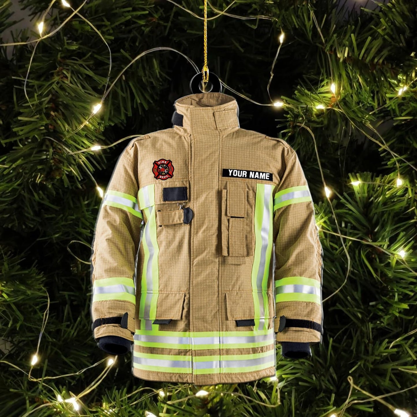 Personalized Firefighter Uniform Christmas Ornament Style 11