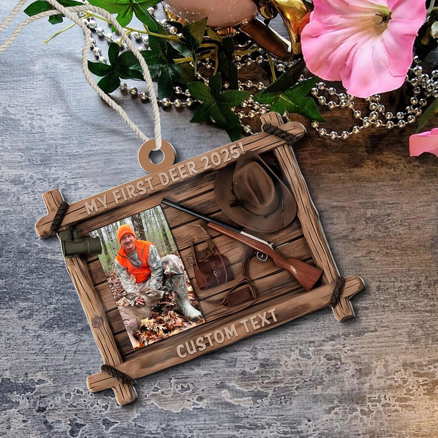 Personalized Hunting Ornament, Hunter Christmas Acrylic Ornament 2025 T06