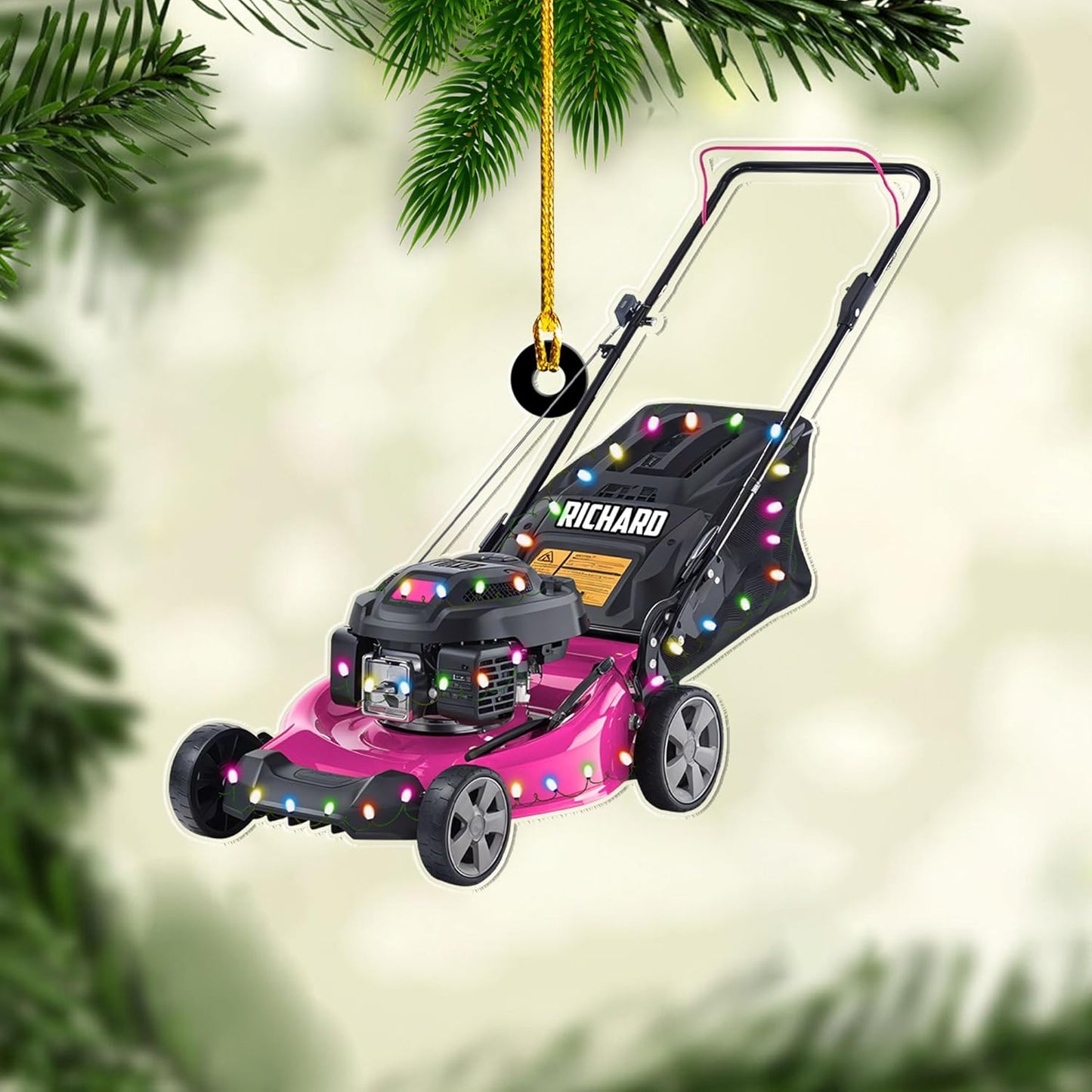 Personalized Lawn Mower Christmas Ornament | Custom Name Gardening Holiday Keepsake Gift for Gardeners & Lawn Care Workers TG59