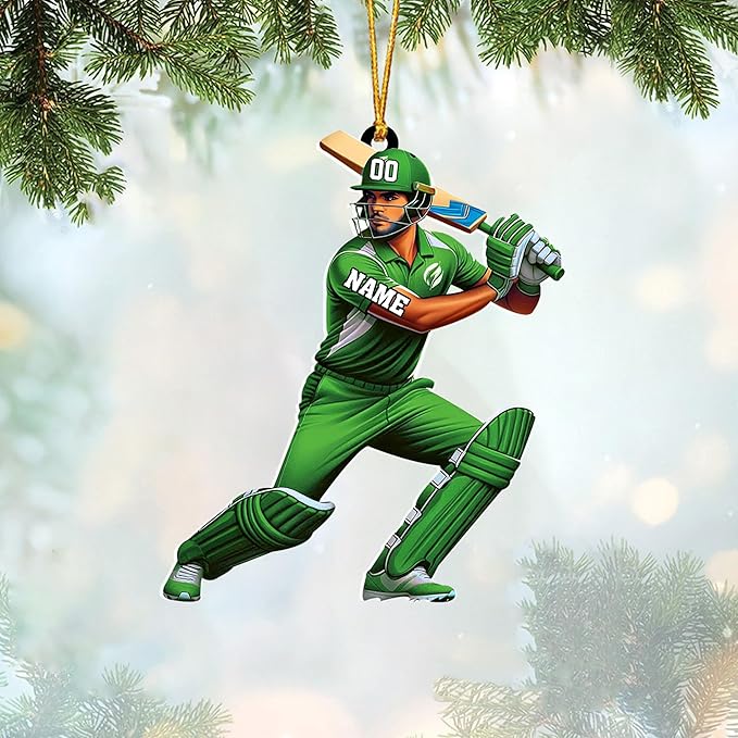 Personalized Cricket Christmas Ornament 2025, Custom Cricket Bat Ornament N25