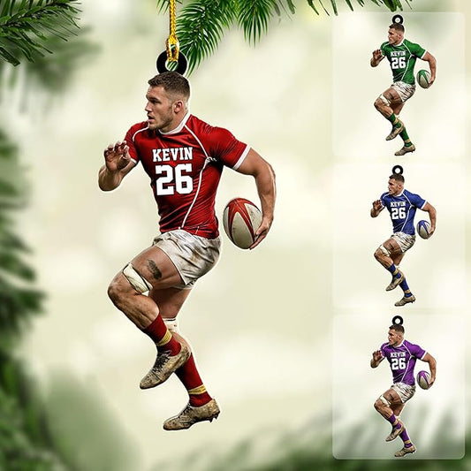 Personalized Rugby Player Christmas Gift for Sports Lovers - Rugby Ornament LL11