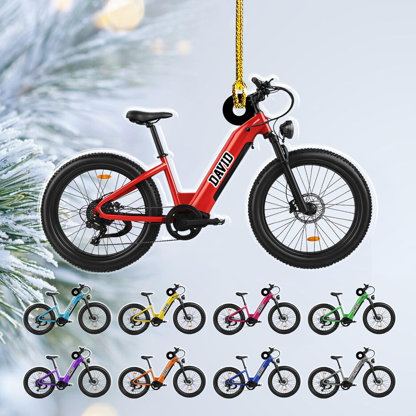 Custom Name Cycling Acrylic Ornament – Personalized Bike Gift, Christmas Tree Keepsake for Cycling Enthusiasts TC36