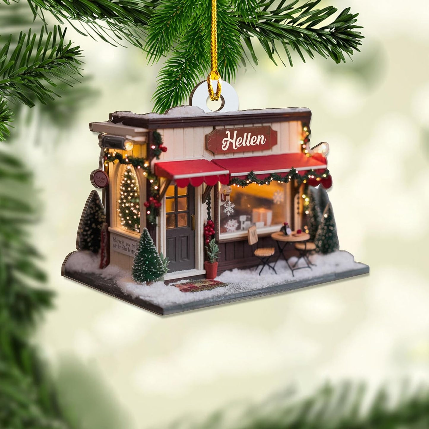Personalized Coffee House Ornament – Unique Holiday Keepsake for Coffee Lover TC22