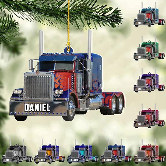 Personalized Semi Truck Christmas Decor - Truck Driver Ornament Gift L3