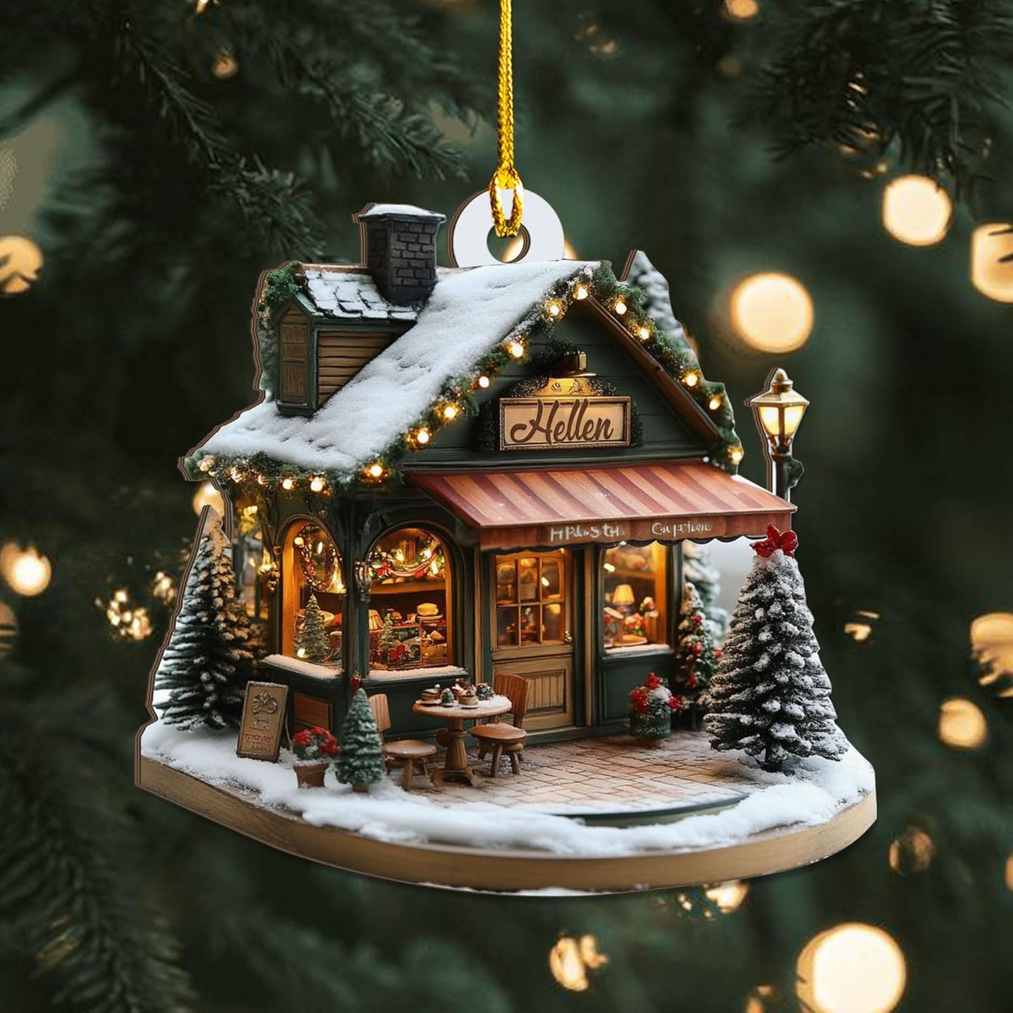 Personalized Coffee House Ornament – Unique Holiday Keepsake for Coffee Lover TC18