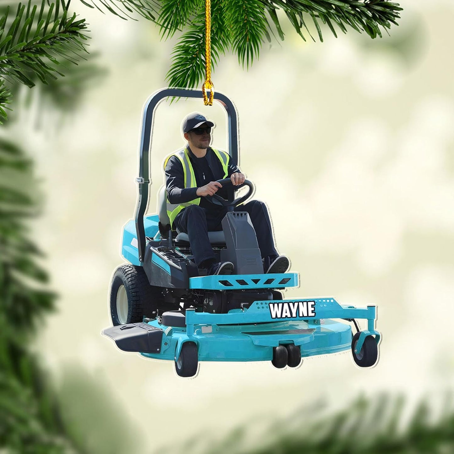 Custom Photo Lawn Mower Christmas Ornament | Personalized Gardening Holiday Keepsake Gift for Gardeners & Lawn Care Workers TG67