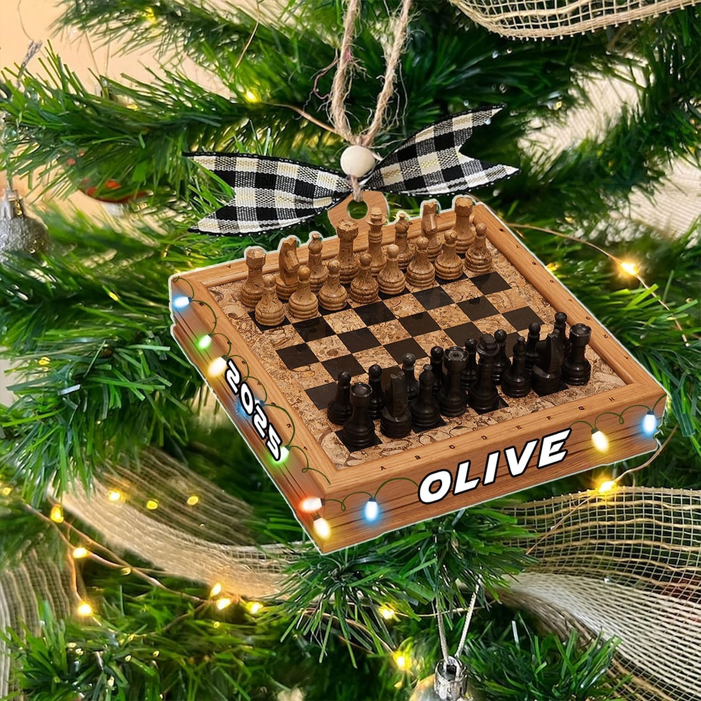 Personalized Name Chess Ornament Gift for Men Women Chess Team Player N23