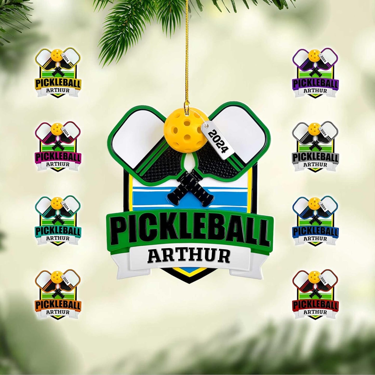 Personalized Pickleball Ornament – Custom Name & Year Paddle and Ball Christmas Ornament 8