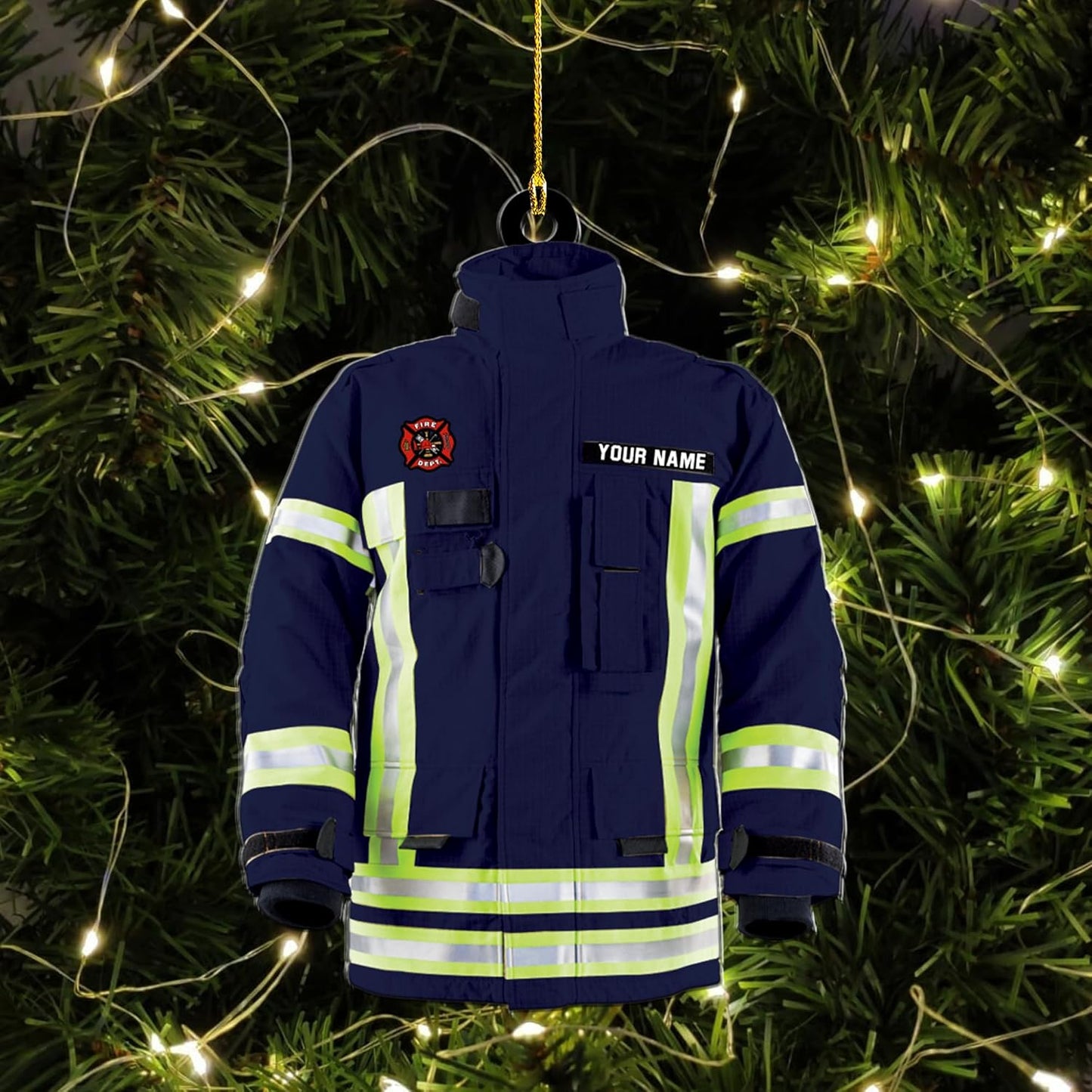 Personalized Firefighter Uniform Christmas Ornament Style 11
