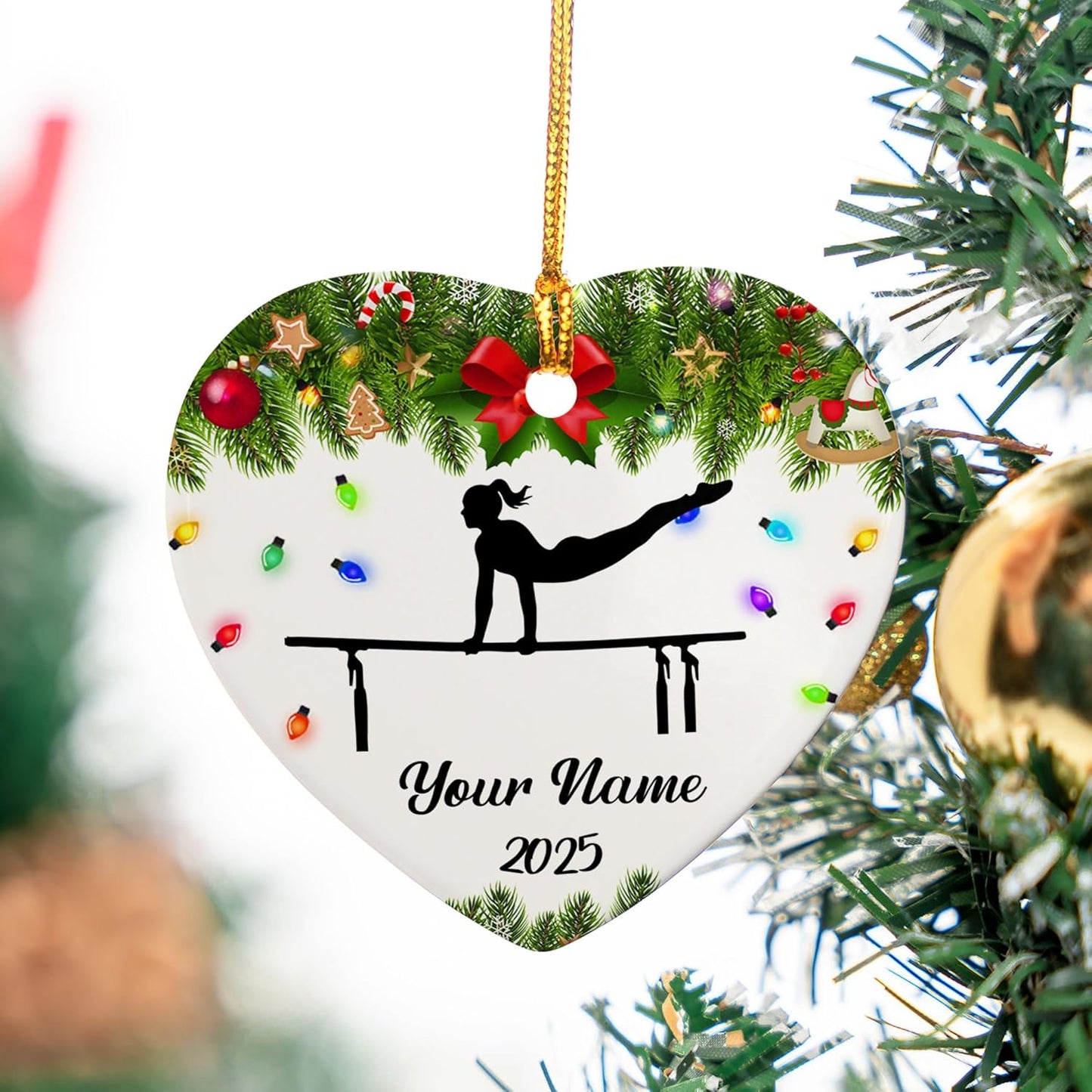 Personalized Name Gymnastics Ornament 2025, Girl Gymnast Ornaments, Wood Ornament for Xmas C11