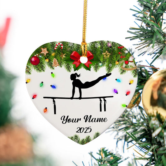 Personalized Name Gymnastics Ornament 2025, Girl Gymnast Ornaments, Wood Ornament for Xmas C11