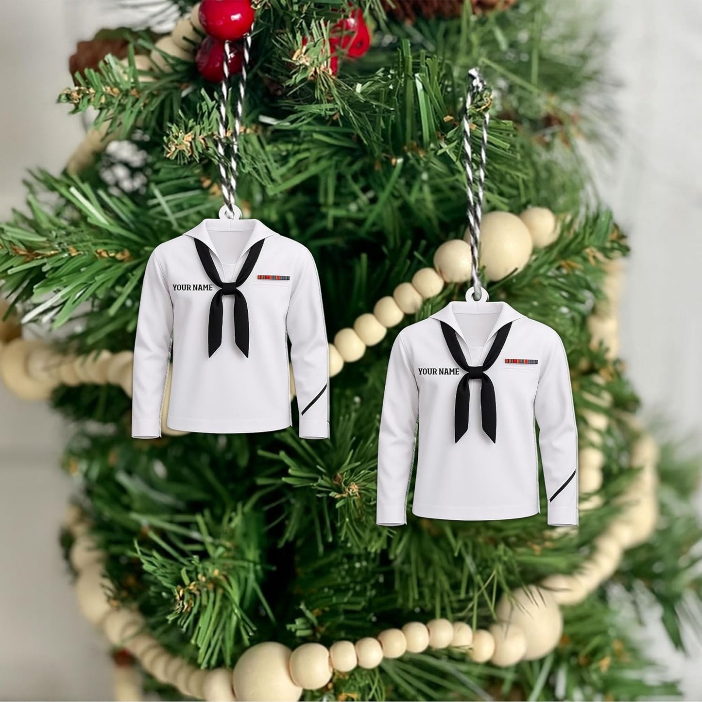 Personalized Sailor Ornament – Custom Captain Sailor Acrylic Ornament, Unique Sailing Glass Keepsake, Navy Captain Holiday Gift for Sailors TS12