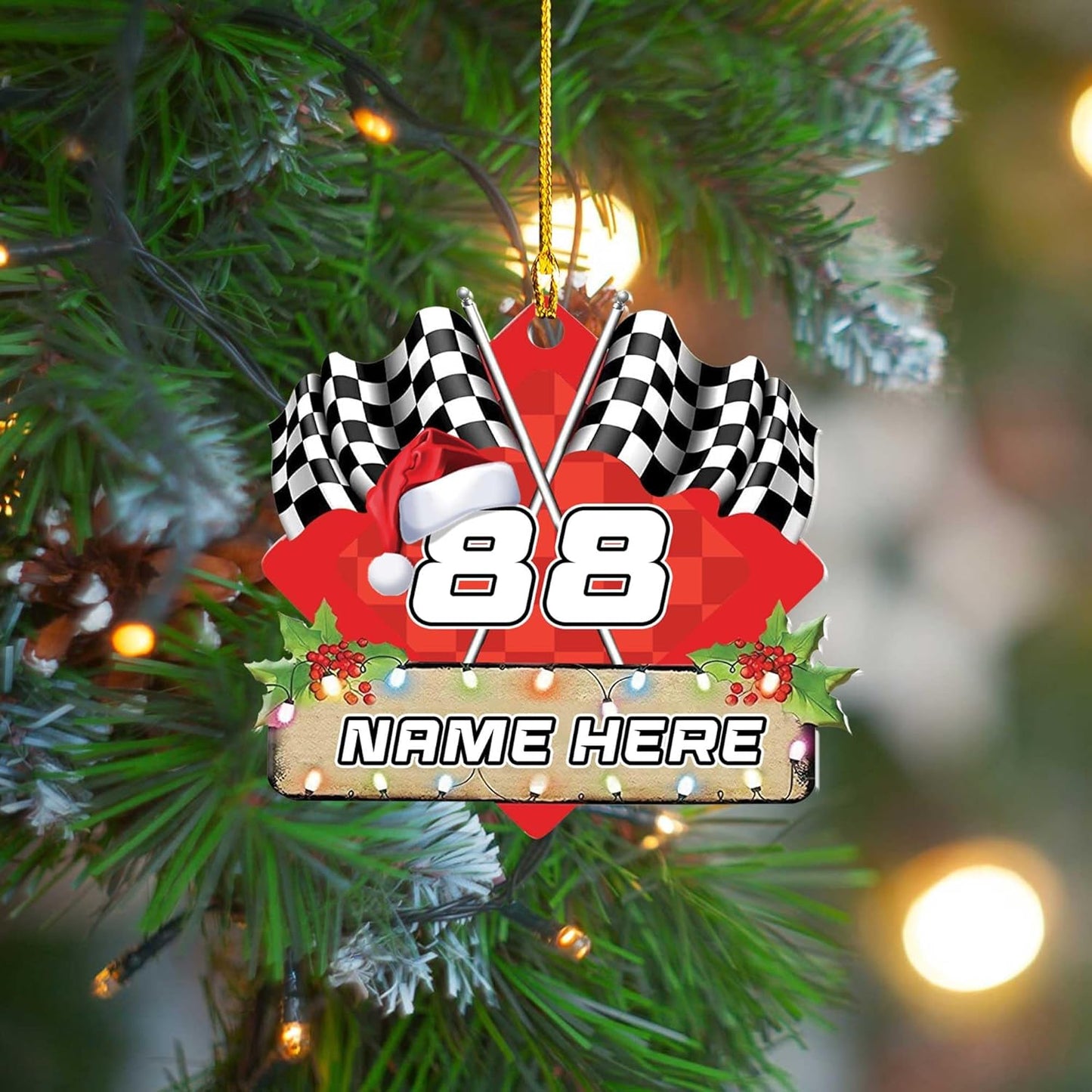 Personalized Race Car Christmas Ornament – Custom Acrylic Car Lover Gift, Racing Tree Decoration TR37