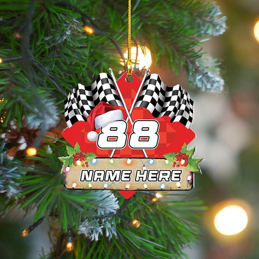 Personalized Race Car Christmas Ornament – Custom Acrylic Car Lover Gift, Racing Tree Decoration TR37