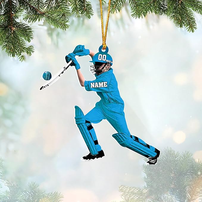 Personalized Cricket Christmas Ornament 2025, Custom Cricket Bat Ornament N13