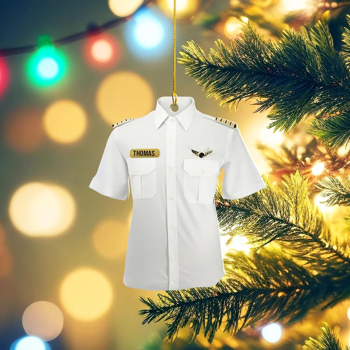 Custom Name Pilot Uniform Christmas Ornament Style 5