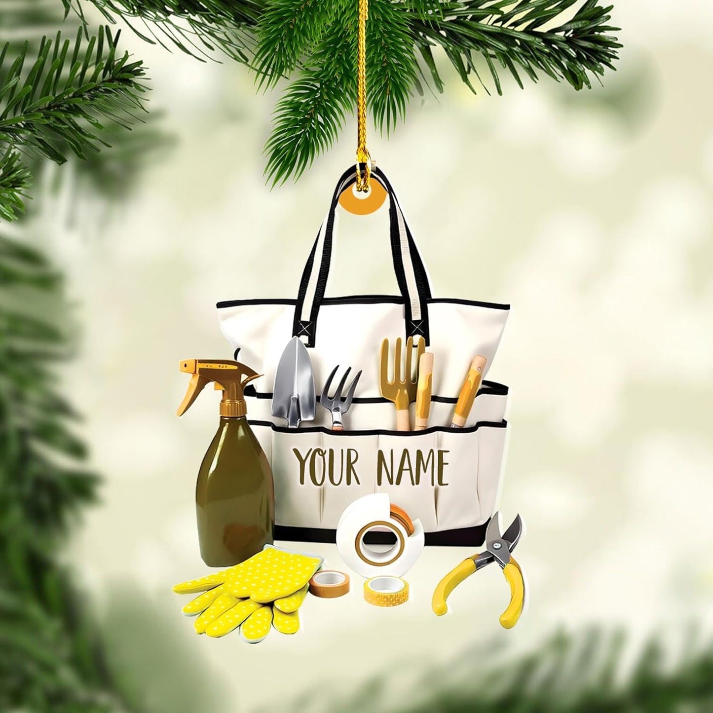 Custom Name Garden Equipment Ornament | Gardener Christmas Tree Decor Gift for Plant & Nature Lovers TG86