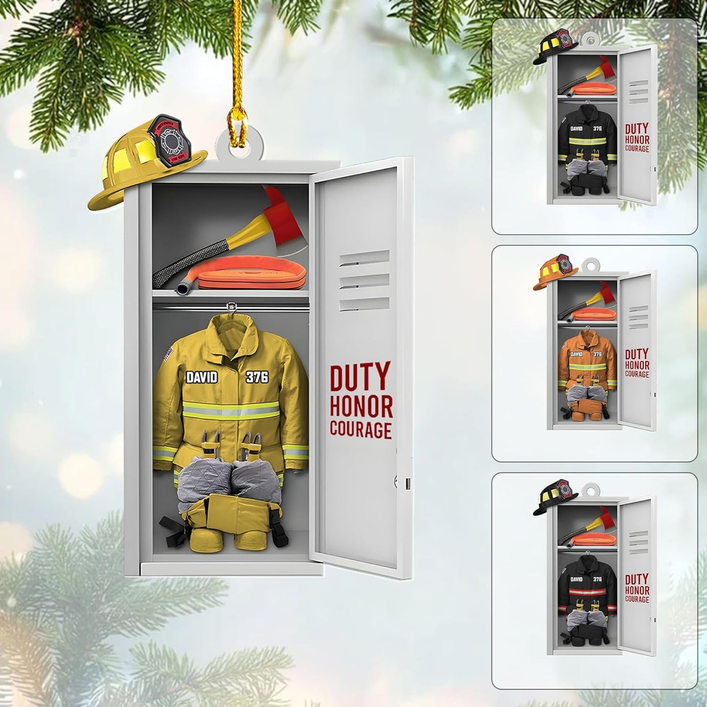 Personalized Firefighter Locker Christmas Ornament Style 2
