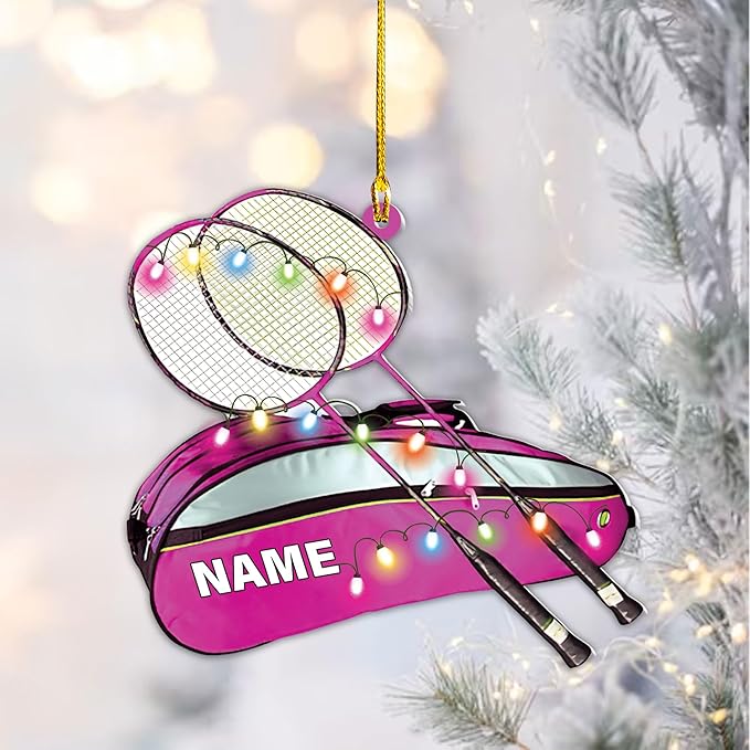 Personalized Badminton Ornament, Custom Christmas Gift for Players, Sports Lovers LL3